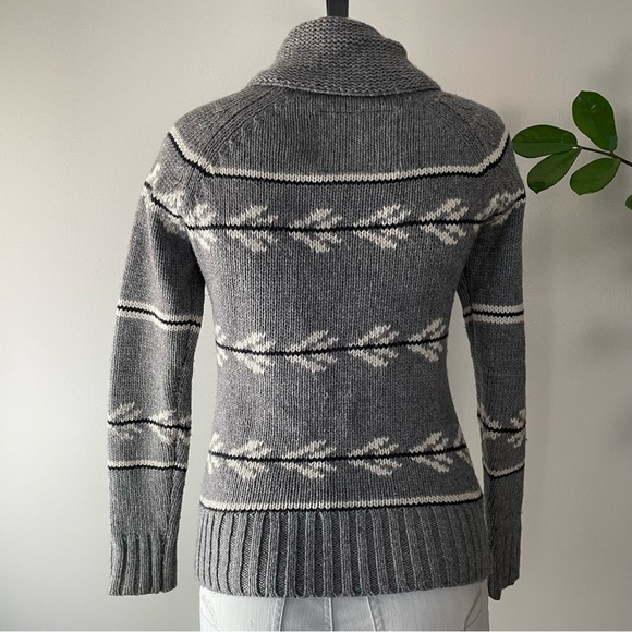 Triple Five Soul Wool Blend Cowichan Knit Aztec Cardigan Grey Black Size Small - Picture 2 of 11